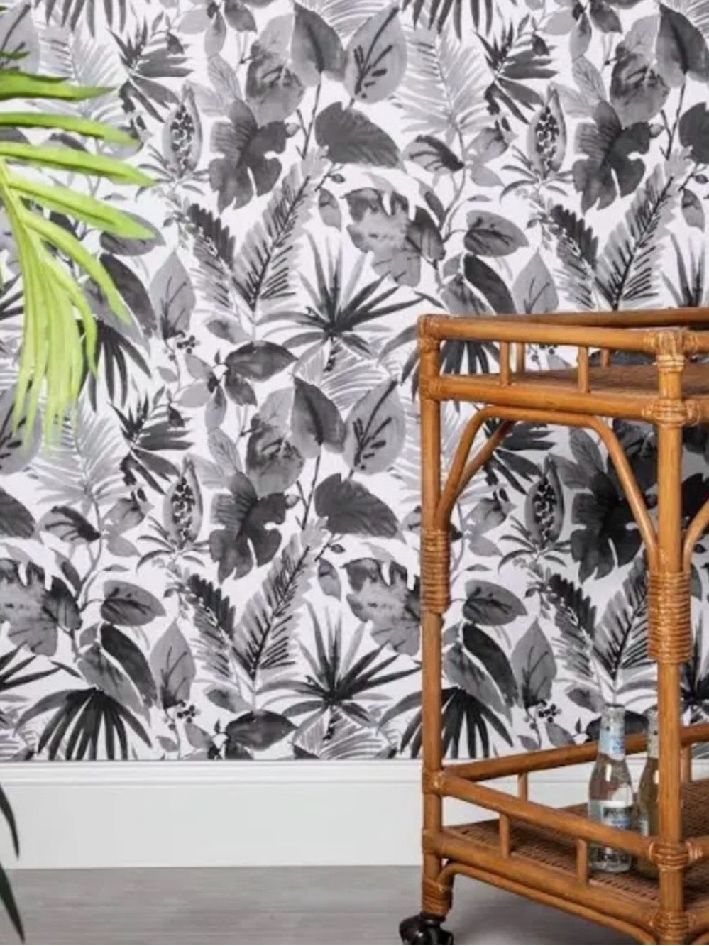 2 new rolls Opalhouse Tropical Leaves Peel & Stick Wallpaper Black/White